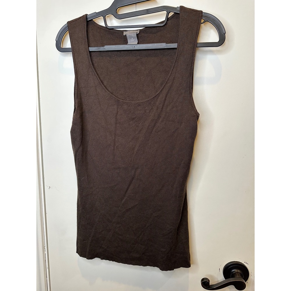 Ann Taylor Brown Ribbed Knit Scoop Neck Sweater Tank Top Size Medium